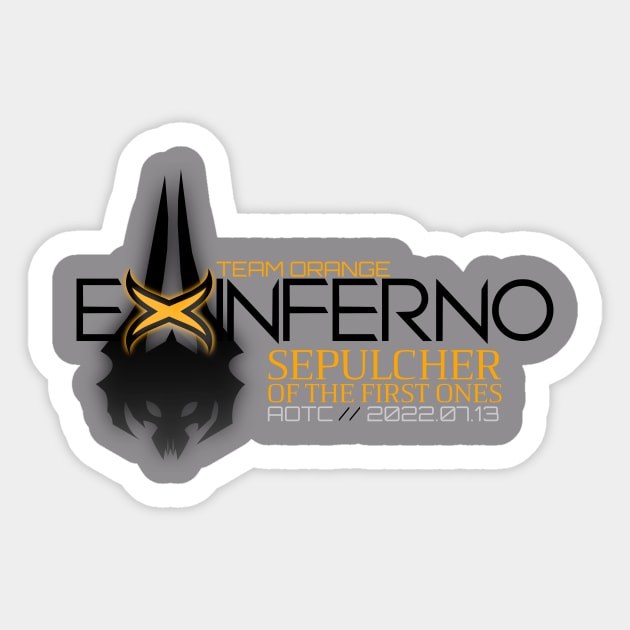 Team Orange AOTC Sepulcher of the First Ones (WHITE) Sticker by Ex Inferno